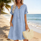 Robe tunique décontractée à col en V et poches pour femme