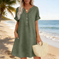 Robe tunique décontractée à col en V et poches pour femme