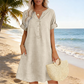 Robe tunique décontractée à col en V et poches pour femme