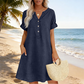 Robe tunique décontractée à col en V et poches pour femme