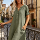 Robe tunique décontractée à col en V et poches pour femme