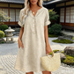 Robe tunique décontractée à col en V et poches pour femme