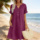 Robe tunique décontractée à col en V et poches pour femme
