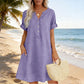 Robe tunique décontractée à col en V et poches pour femme