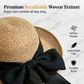 🔥Offre à durée limitée - Chapeau de soleil en paille à large bord pour femme, avec nœud