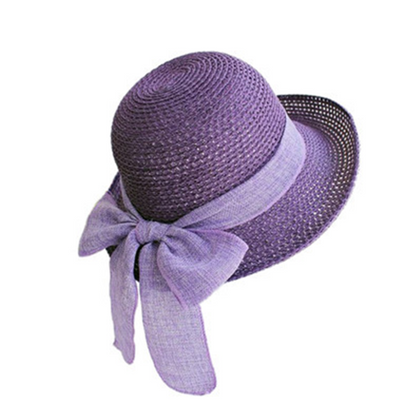 🔥Offre à durée limitée - Chapeau de soleil en paille à large bord pour femme, avec nœud