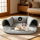 🐱PROMOTION LIMITÉE -50%✨Lit tunnel pour chat 2-en-1 – Peluche, pliable, compact🎾