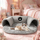 🐱PROMOTION LIMITÉE -50%✨Lit tunnel pour chat 2-en-1 – Peluche, pliable, compact🎾
