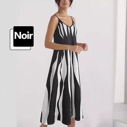 👗Robe Imprimée à Col en V et à Bretelles Spaghetti pour Femmes