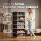 Armoire à chaussures pliable et empilable avec portes transparentes