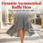 Jupe longue asymétrique à volants et taille haute pour femme