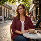 Chemisier pour femme à col en V, bordé de dentelle et boutonné