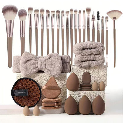 💄PROMO LIMITÉE 50%✨Ensemble Pinceaux & Éponges de Maquillage (40 ou 51 Pièces) – Tout-en-Un, Doux, Économiseur de Produit, 5 Kits Couleurs au Choix 🎨