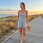 Robe tube sans bretelles pour femme, combishort d'été à volants pour la plage