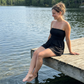 Robe tube sans bretelles pour femme, combishort d'été à volants pour la plage
