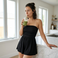 Robe tube sans bretelles pour femme, combishort d'été à volants pour la plage