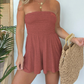 Robe tube sans bretelles pour femme, combishort d'été à volants pour la plage