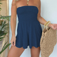 Robe tube sans bretelles pour femme, combishort d'été à volants pour la plage