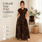 👗 50% DE RÉDUCTION 🐆 Robe élégante à revers imprimée léopard pour femme – Coupe fluide & col travaillé – Parfaite pour un look chic ou décontracté – légère et facile à porter ✨