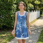 Robe deux-pièces pour femme en simili-denim imprimé