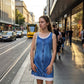 Robe deux-pièces pour femme en simili-denim imprimé