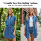 Robe chemise décontractée en jean pour femme, avec cordon de serrage à la taille