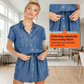 Robe chemise décontractée en jean pour femme, avec cordon de serrage à la taille