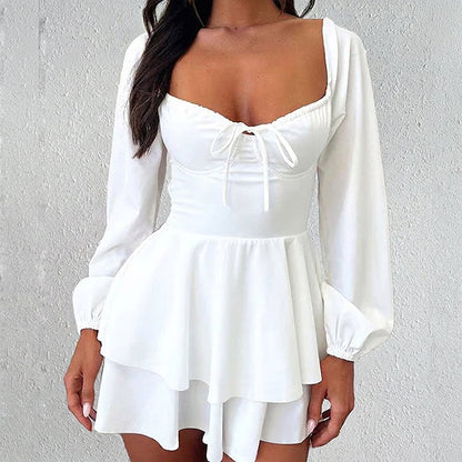 👗 50 % DE RÉDUCTION EN CE MOMENT ! 🎀 Robe-jupe à encolure en cœur pour femme – Volants superposés et dos nu – À la fois espiègle et élégante 🥂