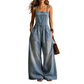 Combinaison d'été ample en jean pour femme, avec poches