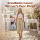 Pantalon court décontracté pour femme, coupe ample et jambes larges