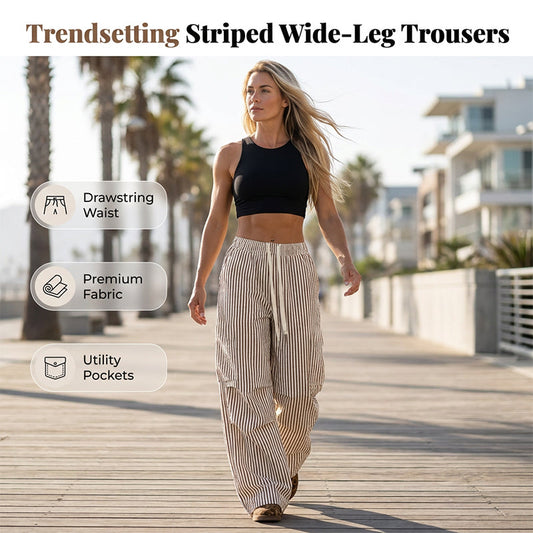 Pantalon large à rayures pour femme