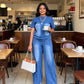 Ensemble 2 pièces décontracté pour femme : haut et pantalon en jean
