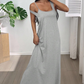 Robe longue sans manches style deux pièces avec découpes sur les côtés