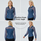 Haut en denim patchwork à mailles pour femme