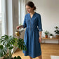 Robe longue en jean à boutons pour femmes, grande taille