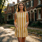 Robe sans manches à rayures et col rond pour femme, avec poches