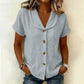 Chemise femme à manches courtes en coton et lin