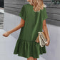 Robe à nouer pour femme, robe d'été ample en coton et lin, avec ourlet à volants, robe décontractée à manches courtes