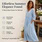 Robe longue à col en V et manches 3/4 pour femme