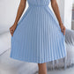 Robe midi pour femme à col en V, en dentelle, à manches à volants et plissée