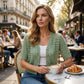 Cardigan en maille ajourée à manches courtes pour femme