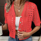 Cardigan en maille ajourée à manches courtes pour femme