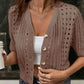 Cardigan en maille ajourée à manches courtes pour femme