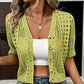 Cardigan en maille ajourée à manches courtes pour femme