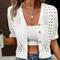 Cardigan en maille ajourée à manches courtes pour femme