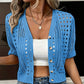 Cardigan en maille ajourée à manches courtes pour femme