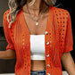 Cardigan en maille ajourée à manches courtes pour femme