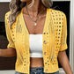 Cardigan en maille ajourée à manches courtes pour femme