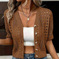 Cardigan en maille ajourée à manches courtes pour femme