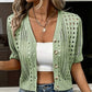 Cardigan en maille ajourée à manches courtes pour femme